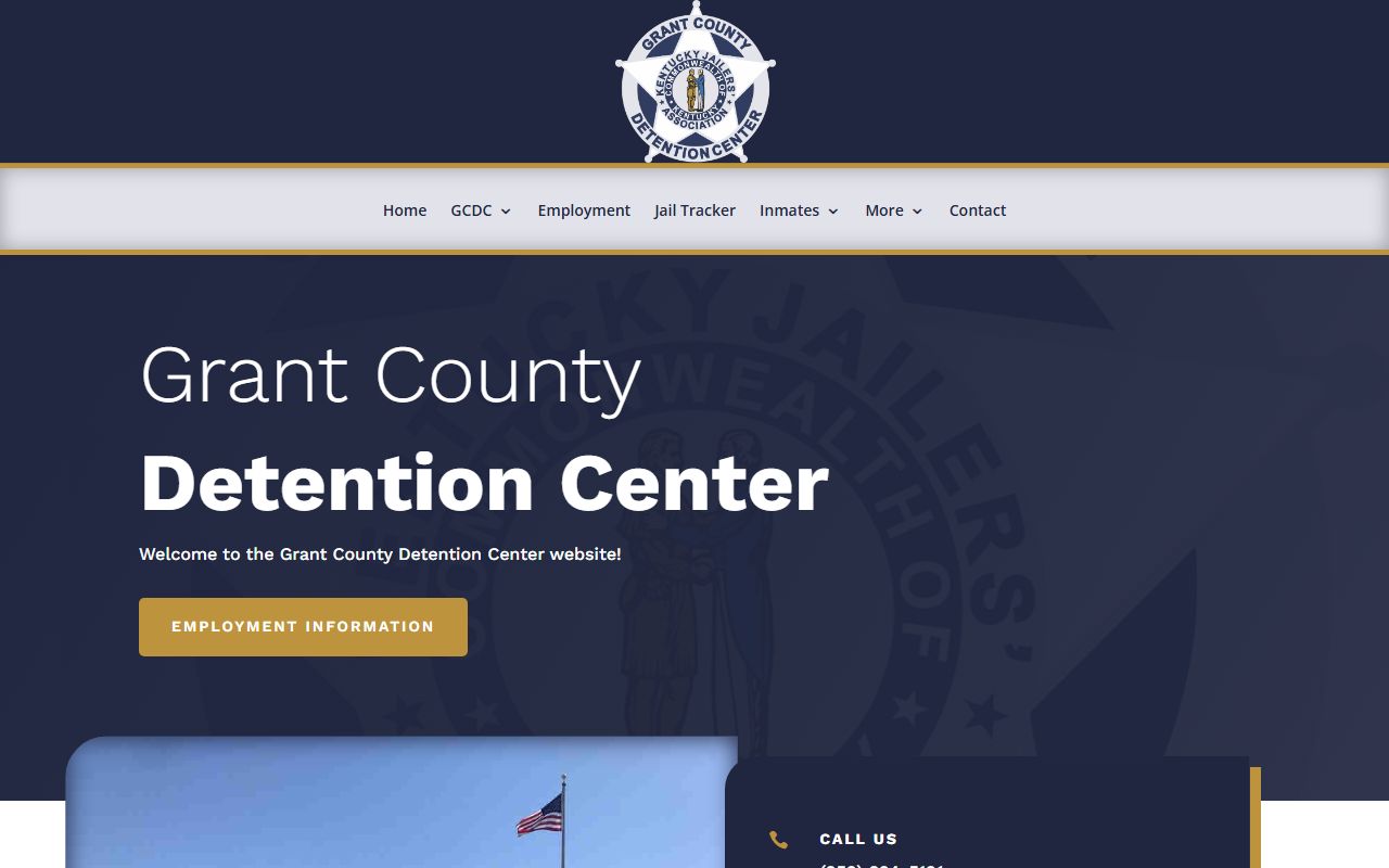 Grant County Detention Center inmate lookup homepage