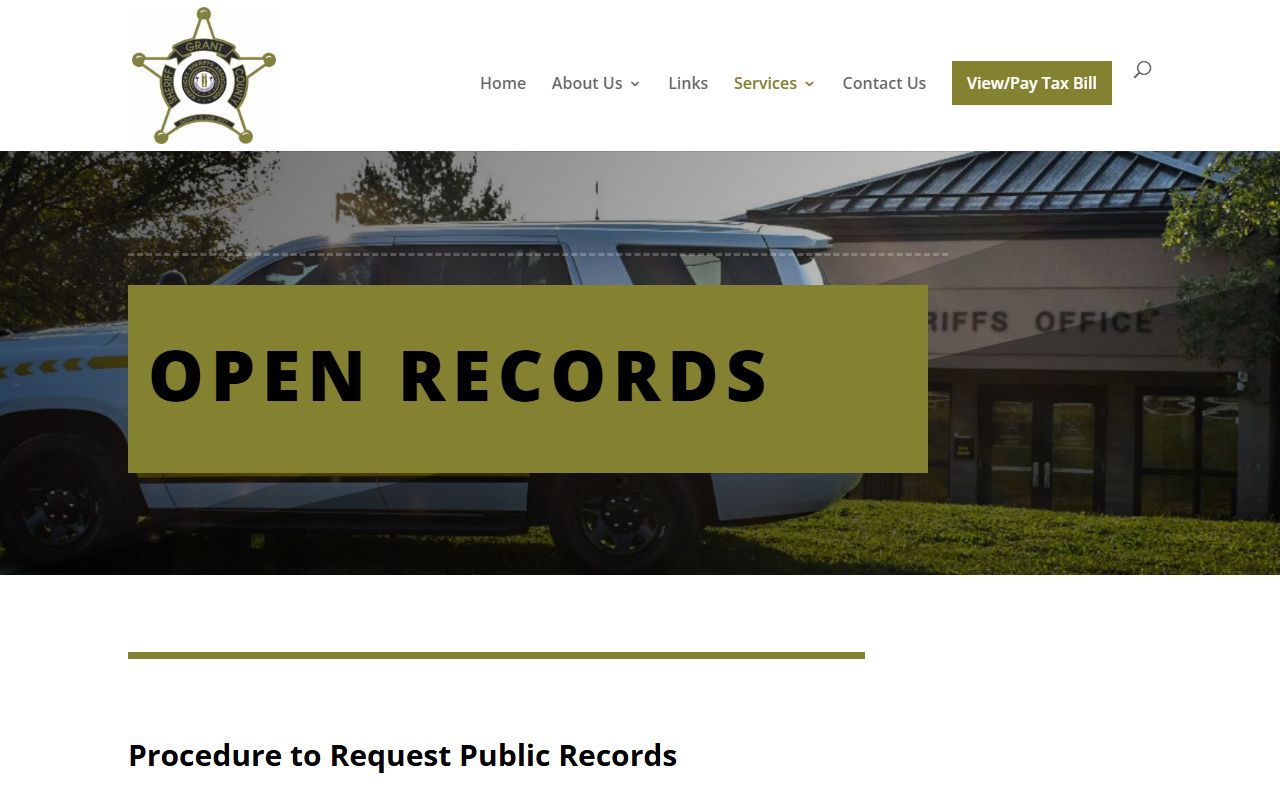 Grant County Sheriff's Office open records request process for booking photos